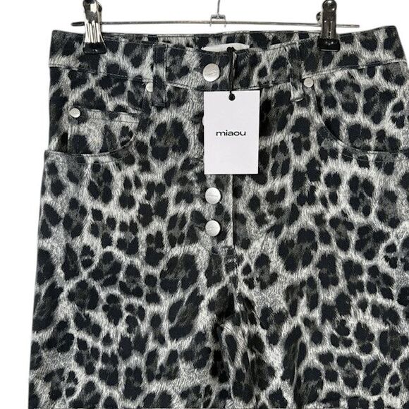 NEW! MIAOU The Junior Pant Gray Leopard Exposed Button Fly Size 27 - Picture 4 of 14